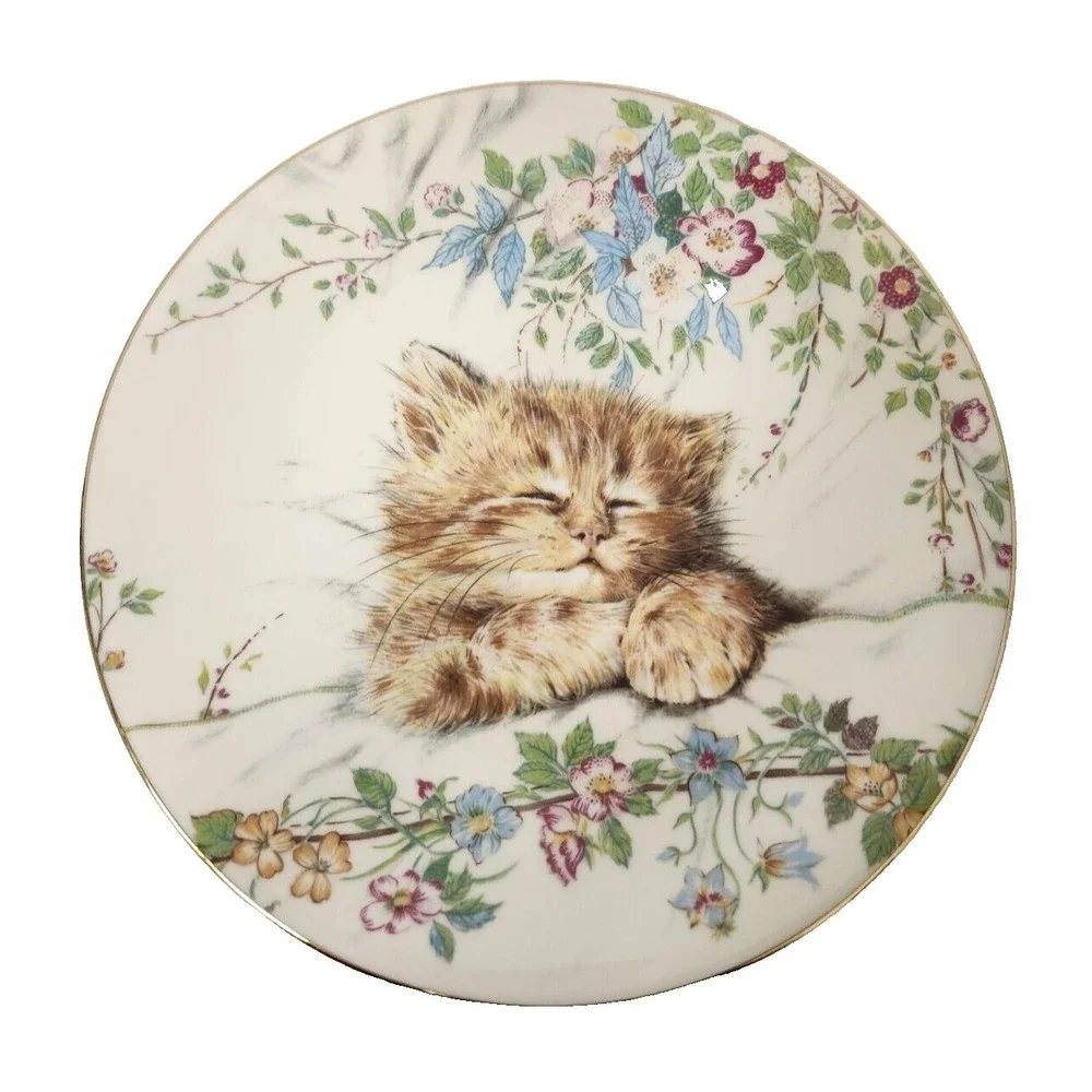Vintage Royal Worcester England Cat Nap Kitten Classic Collector Plate 1st Issue